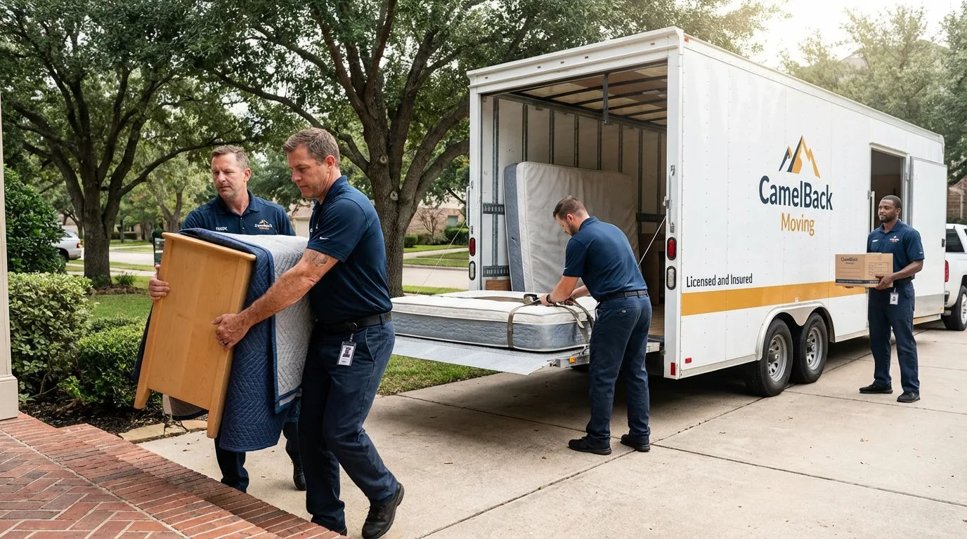 Crew loading residential truck for cross-state move from Bainbridge, OH
