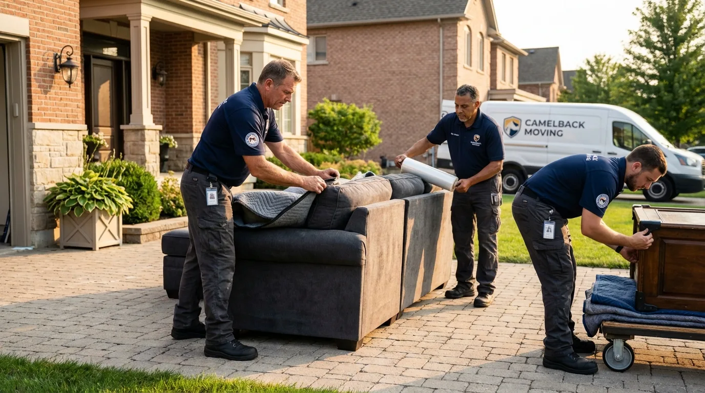 Large estate moving crew wrapping furniture in Bainbridge, OH