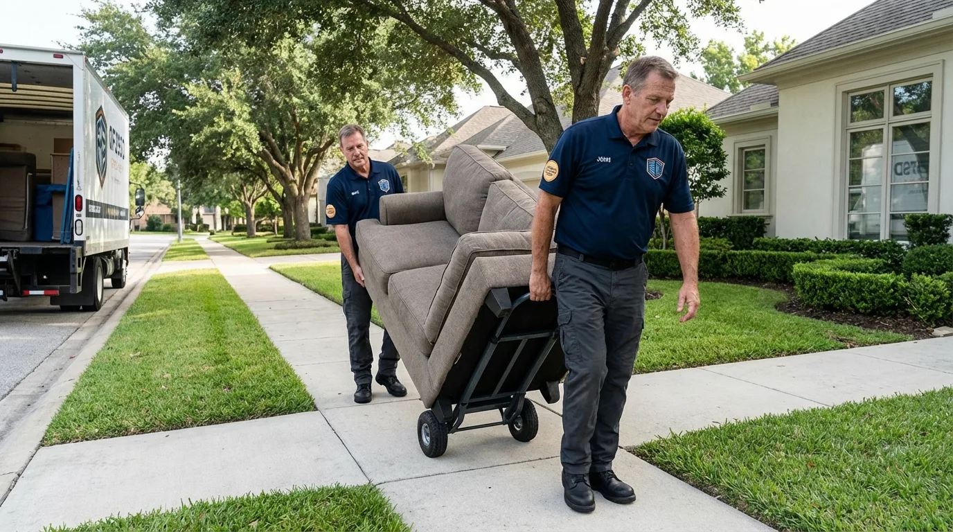 Local residential moving crew loading furniture in Bainbridge, OH
